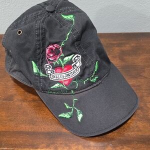 Harley-Davidson Black Cap with Red Rose Embroidery